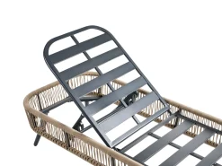 Lettino Prendisole con Cuscino ZERI Rattan sintetico (PE) Beige chiaro