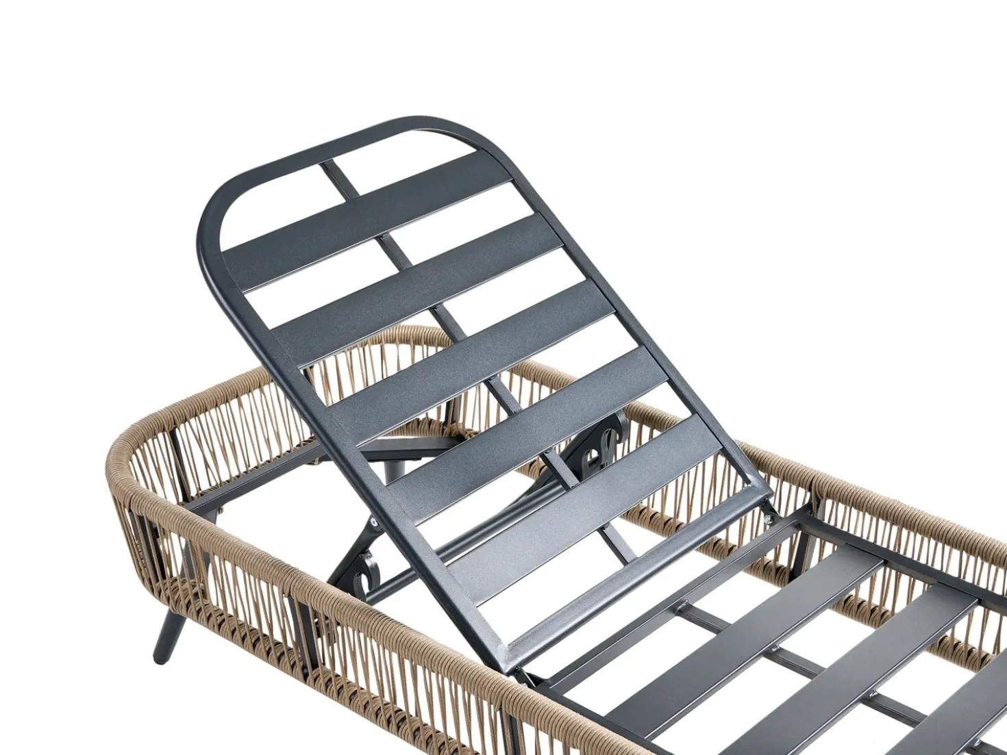 Lettino Prendisole con Cuscino ZERI Rattan sintetico (PE) Beige chiaro