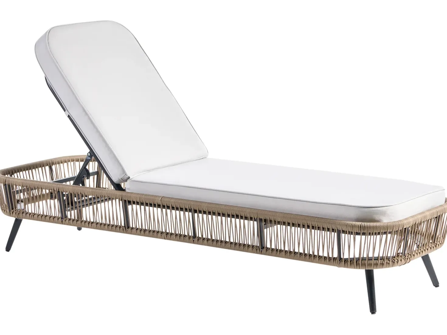 Lettino Prendisole con Cuscino ZERI Rattan sintetico (PE) Beige chiaro