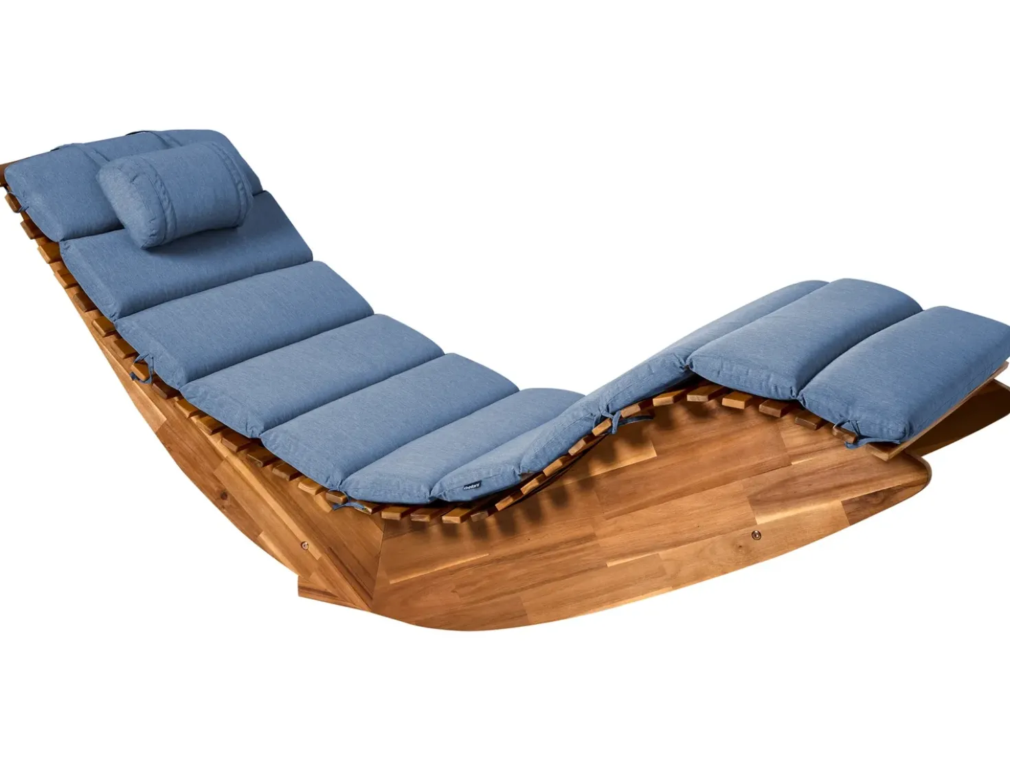 Lettino Prendisole con Cuscino BRESCIA PREMIUM Legno d'acacia Blu