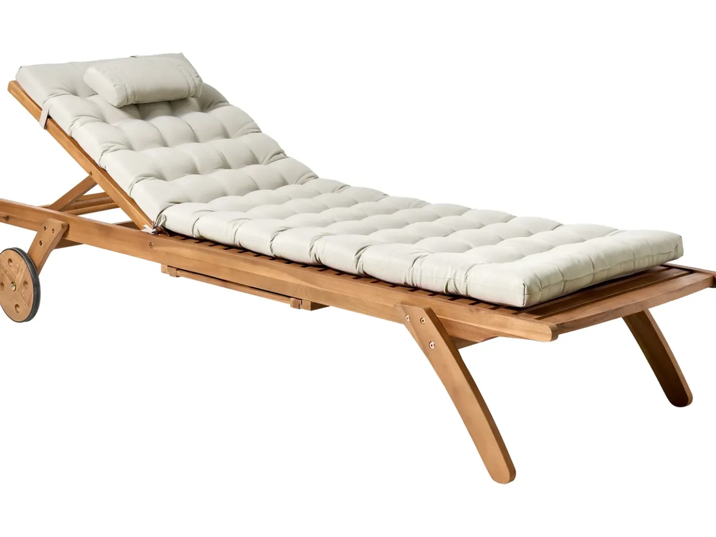 Lettino Prendisole con Cuscino CESANA PREMIUM Legno d'acacia Tortora