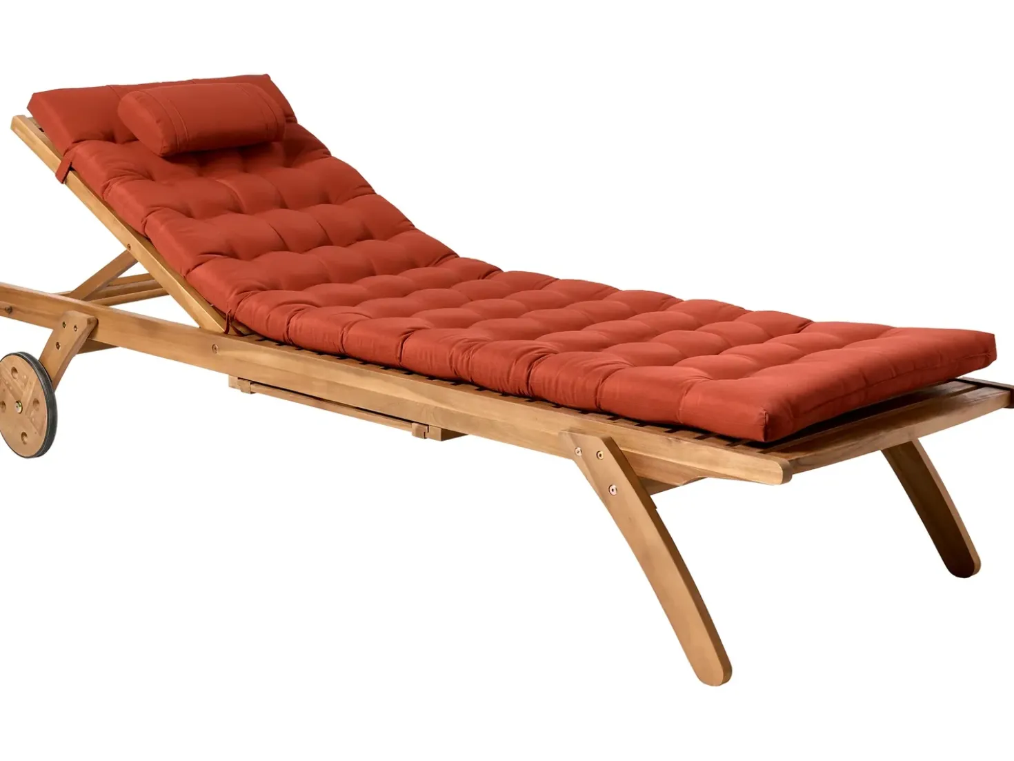 Lettino Prendisole con Cuscino CESANA PREMIUM Legno d'acacia Rosso