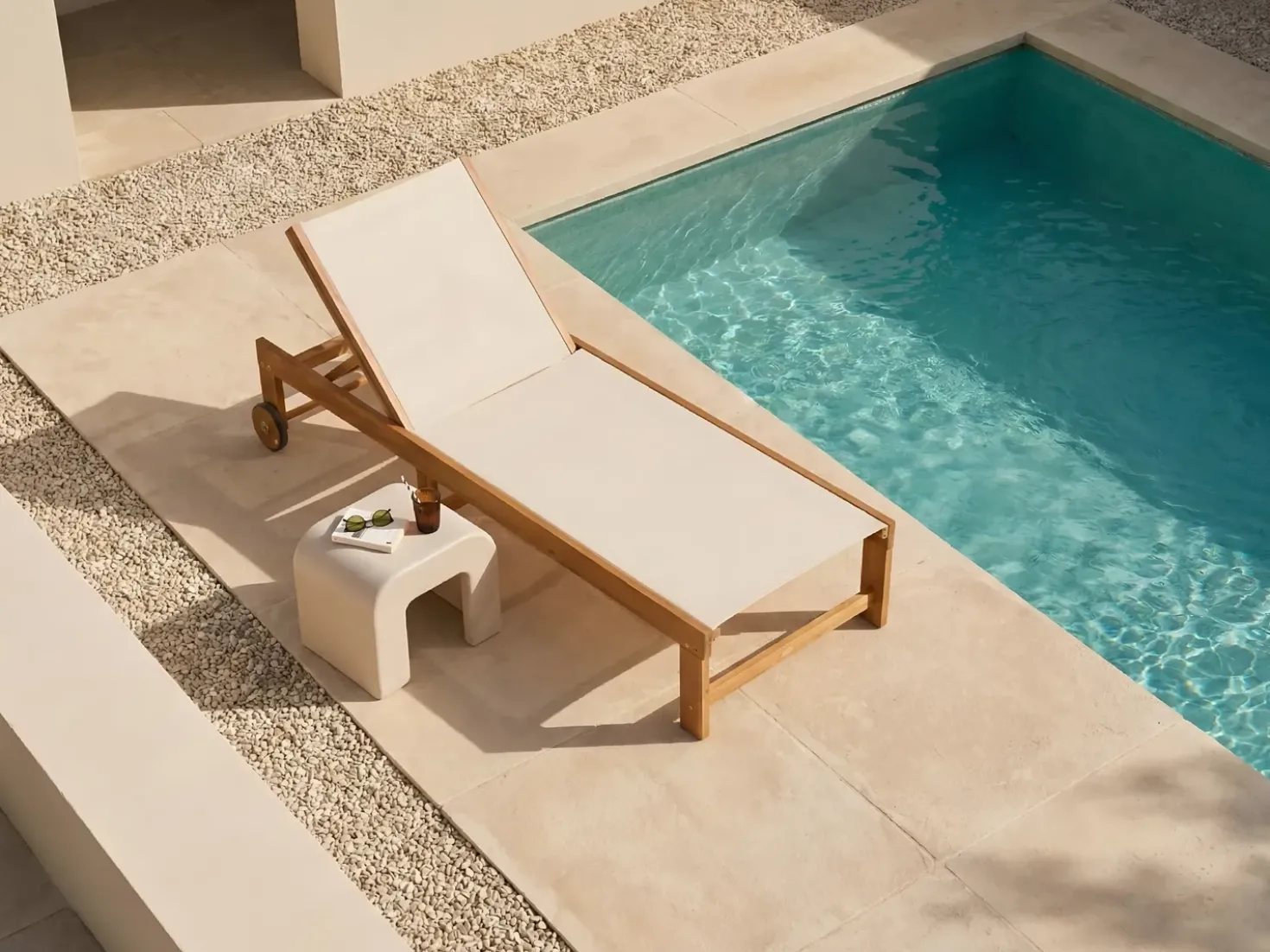 Lettino Prendisole PEDESINA Legno d'acacia Beige