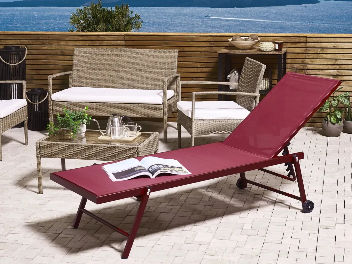 Lettino Prendisole PORTOFINO Metallo Bordeaux