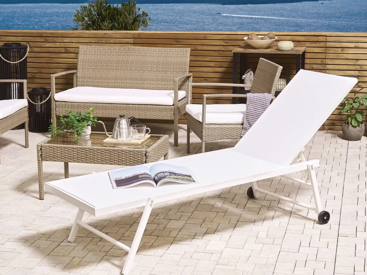 Lettino Prendisole PORTOFINO Metallo Bianco