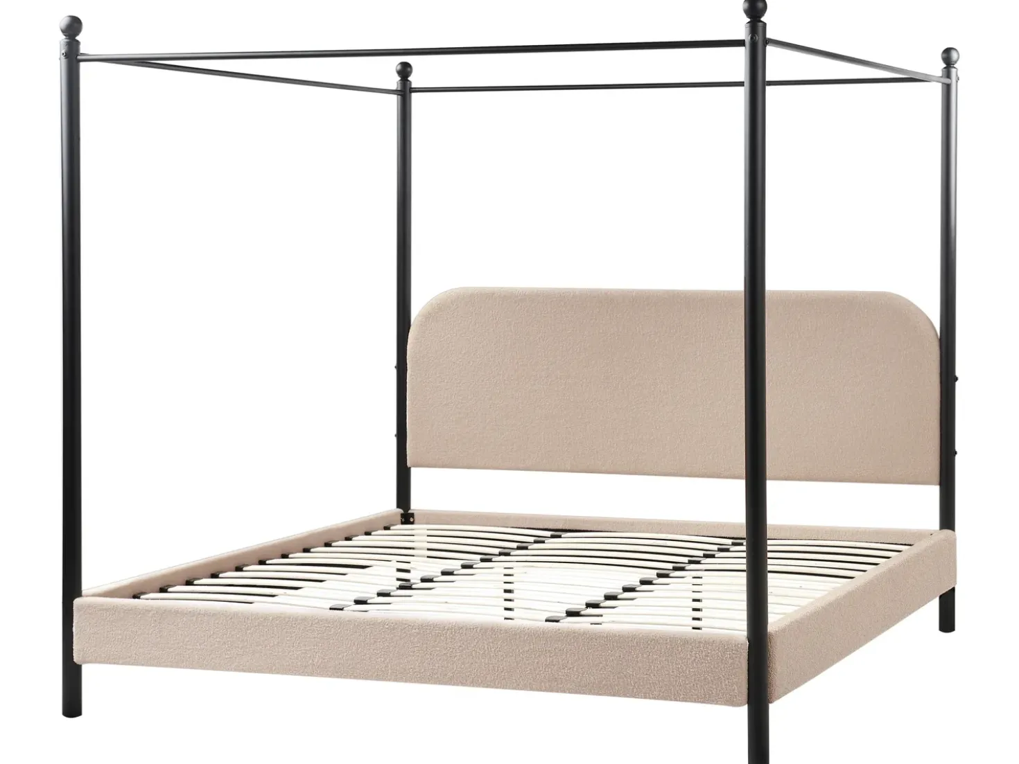 Letto a baldacchino Bouclé DANNEMOIS 180 x 200 cm Tortora