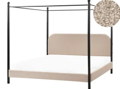 Letto a baldacchino Bouclé DANNEMOIS 180 x 200 cm Tortora