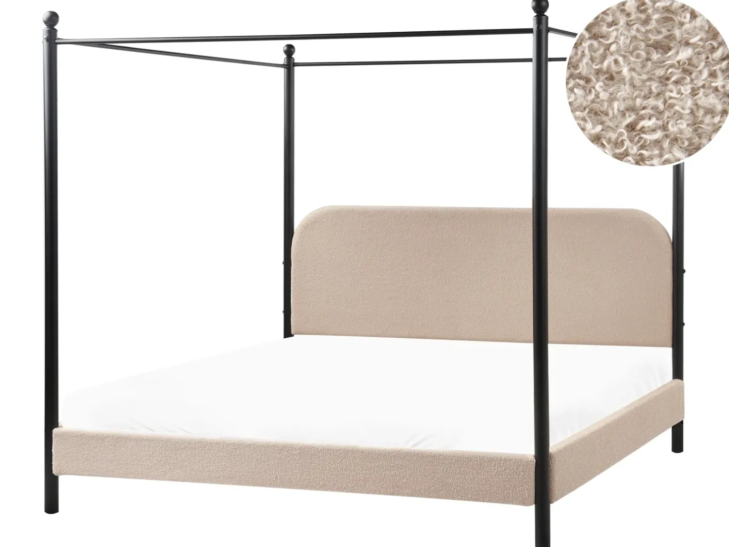 Letto a baldacchino Bouclé DANNEMOIS 180 x 200 cm Tortora