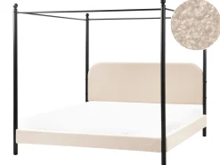 Letto a baldacchino Bouclé DANNEMOIS 180 x 200 cm Beige