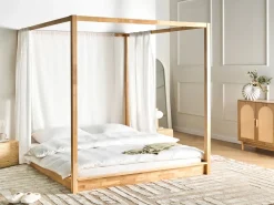 Letto a baldacchino Legno HERLIERE 180 x 200 cm Marrone chiaro
