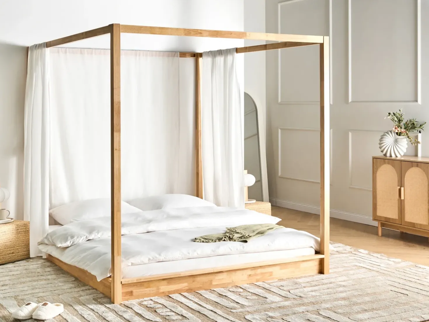 Letto a baldacchino Legno HERLIERE 180 x 200 cm Marrone chiaro