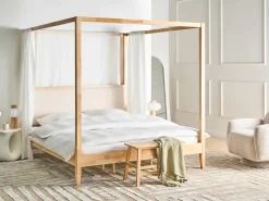 Letto a baldacchino Legno HAILLICOURT 180 x 200 cm Marrone chiaro