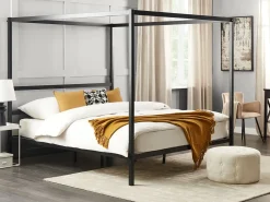 Letto a baldacchino Metallo LESTARDS 180 x 200 cm Nero