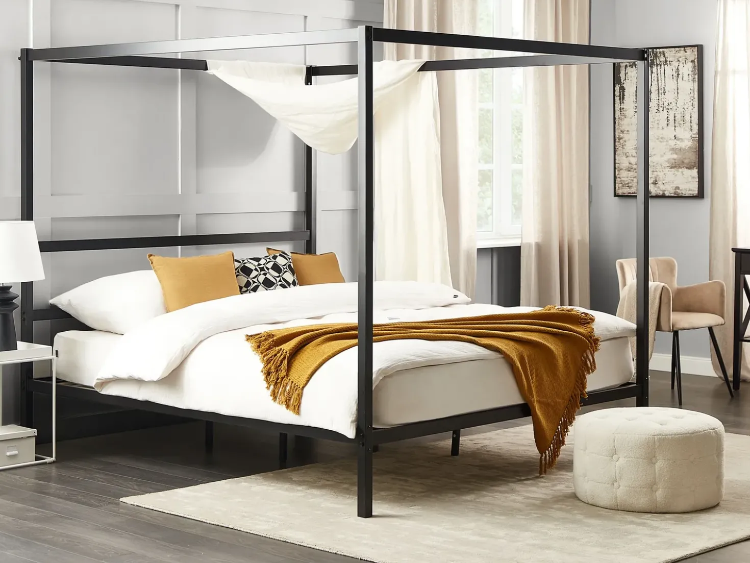Letto a baldacchino Metallo LESTARDS 180 x 200 cm Nero