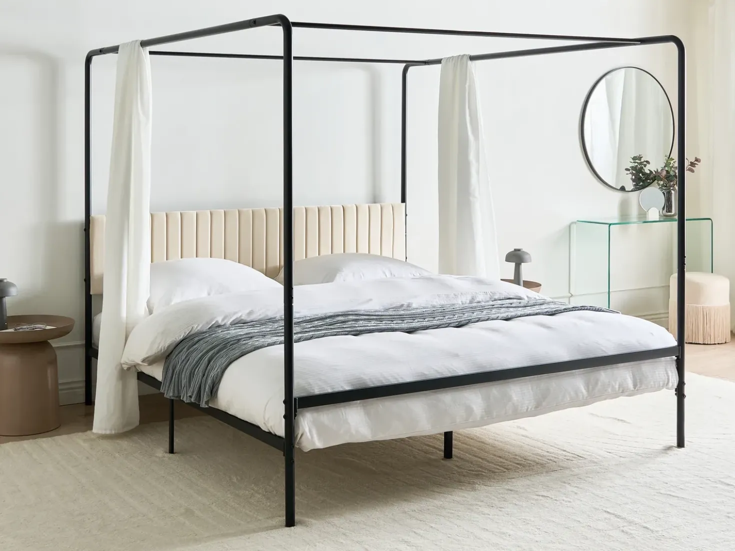 Letto a baldacchino Metallo MIRABEAU 180 x 200 cm Nero
