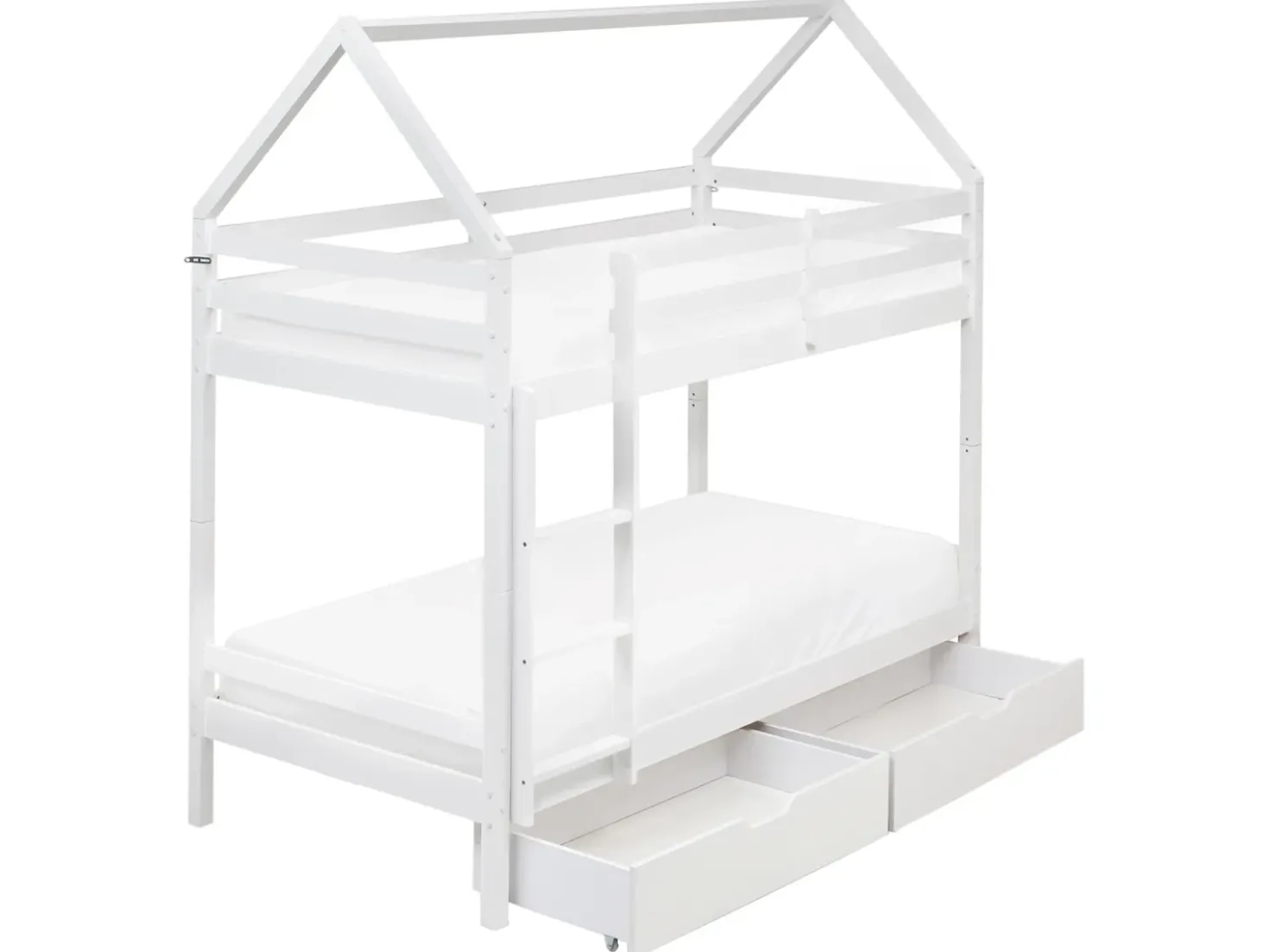 Letto a castello con cassetti Casa Legno di pino TERNAS 90 x 200 cm con contenitore Bianco