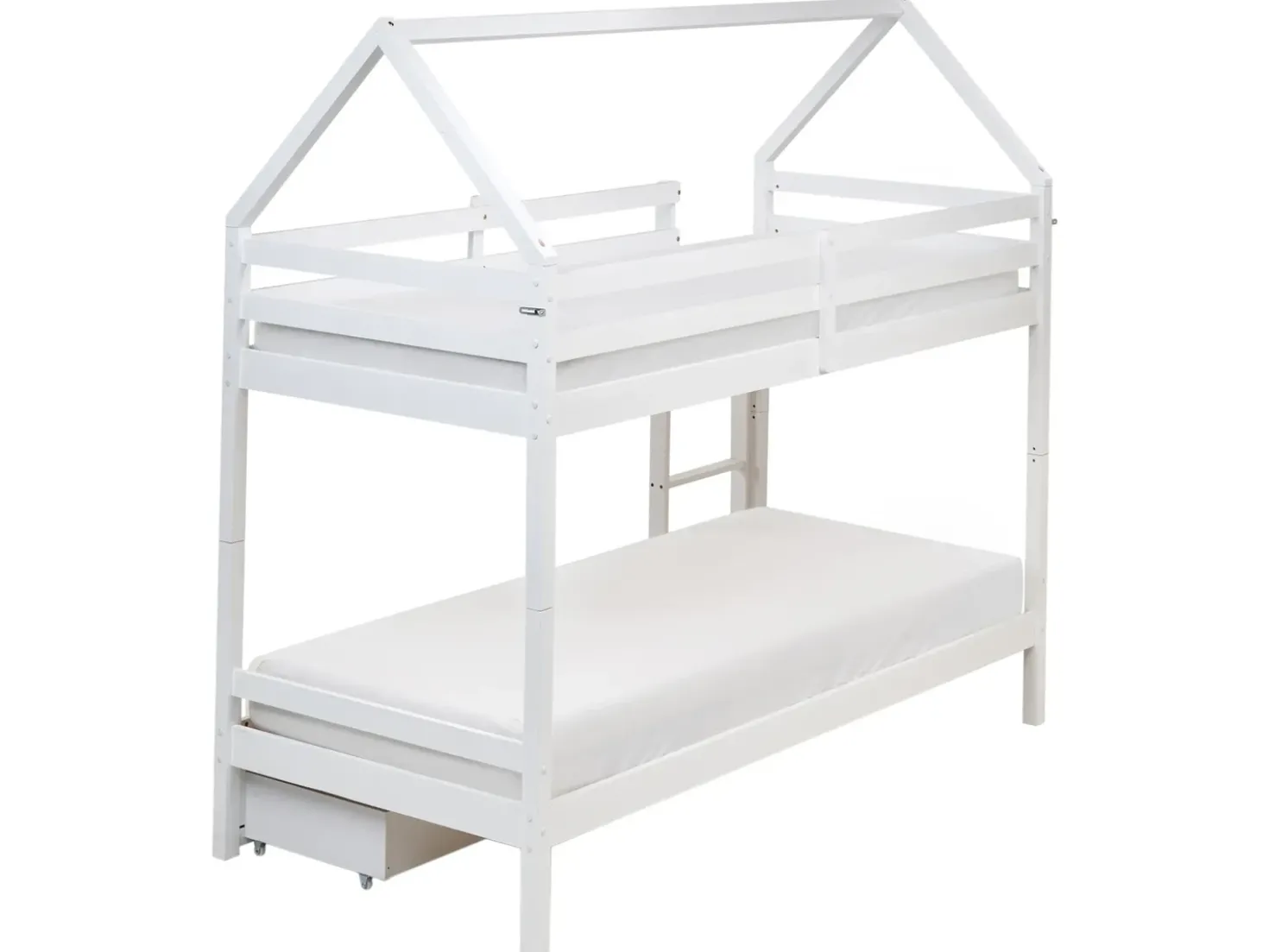 Letto a castello con cassetti Casa Legno di pino TERNAS 90 x 200 cm con contenitore Bianco