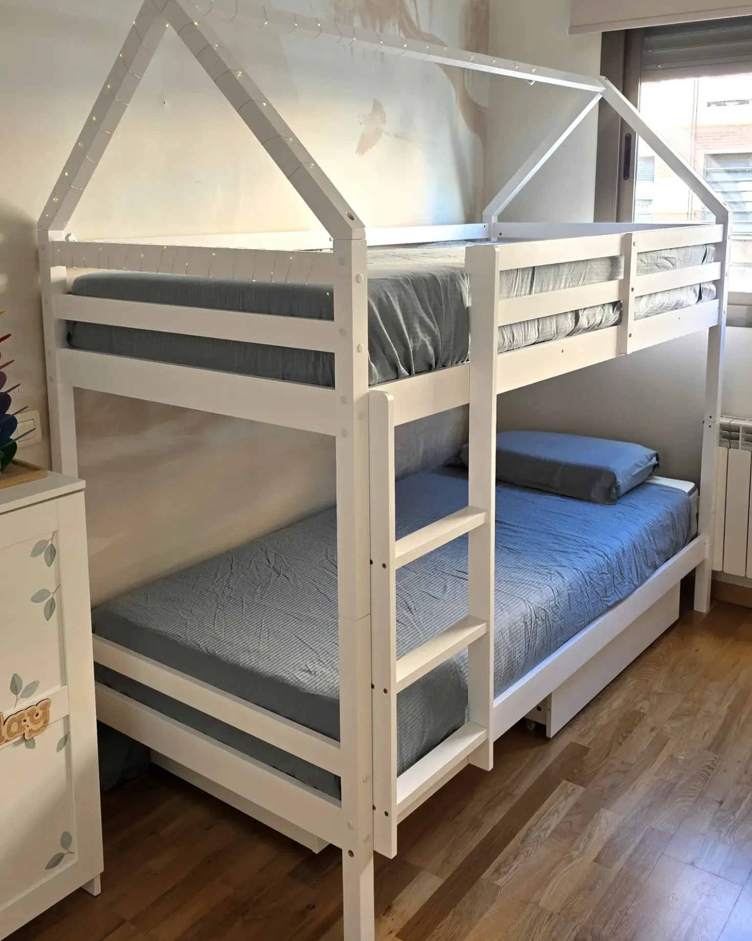 Letto a castello con cassetti Casa Legno di pino TERNAS 90 x 200 cm con contenitore Bianco