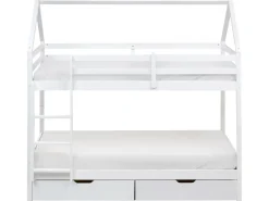 Letto a castello con cassetti Casa Legno di pino TERNAS 90 x 200 cm con contenitore Bianco
