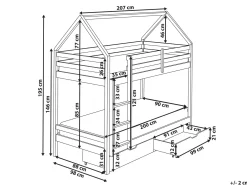 Letto a castello con cassetti Casa Legno di pino TERNAS 90 x 200 cm con contenitore Bianco