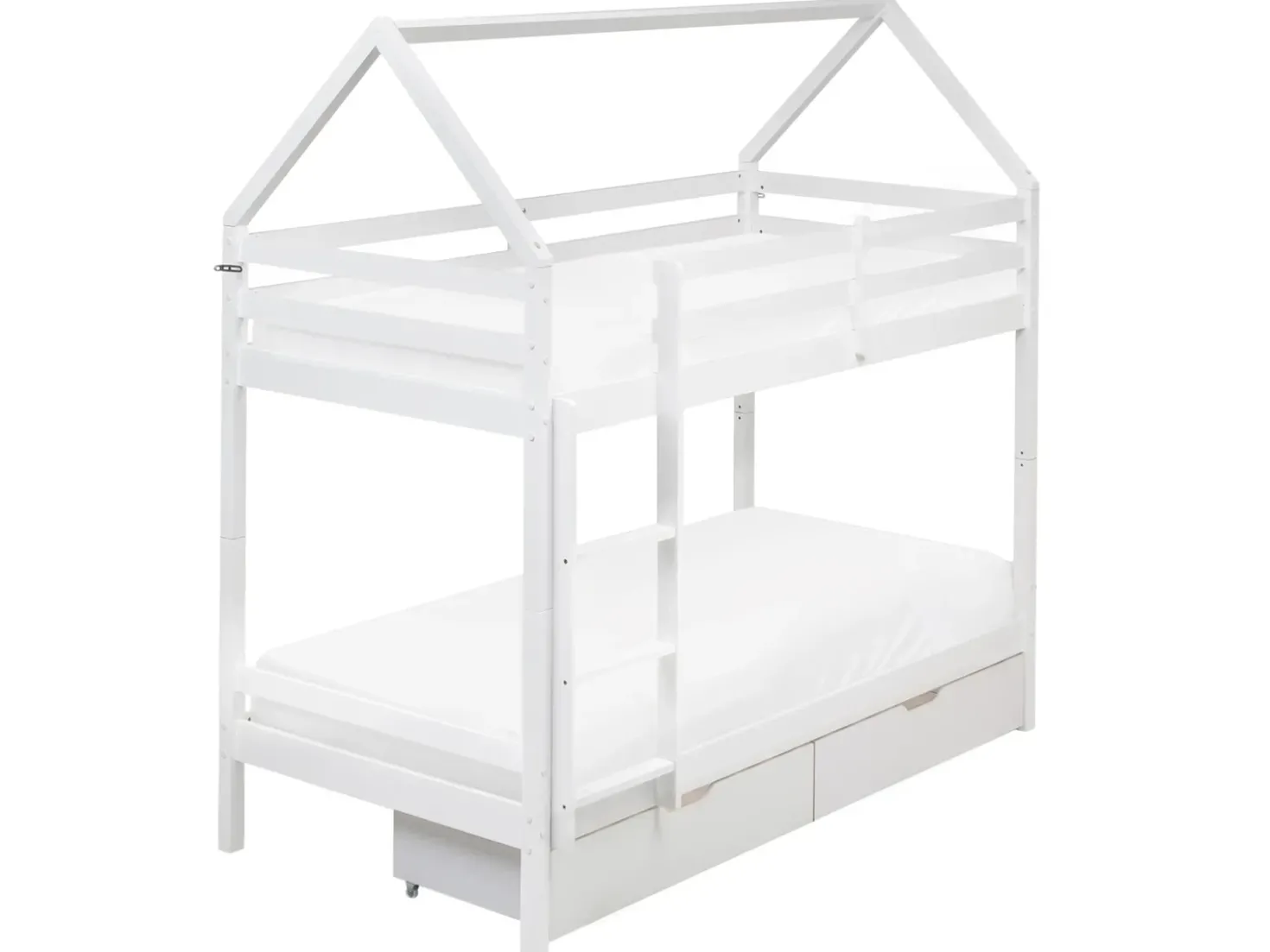 Letto a castello con cassetti Casa Legno di pino TERNAS 90 x 200 cm con contenitore Bianco