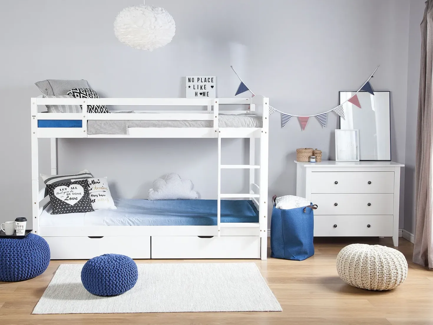 Letto a castello con cassetti Legno di pino REGAT 90 x 200 cm Bianco