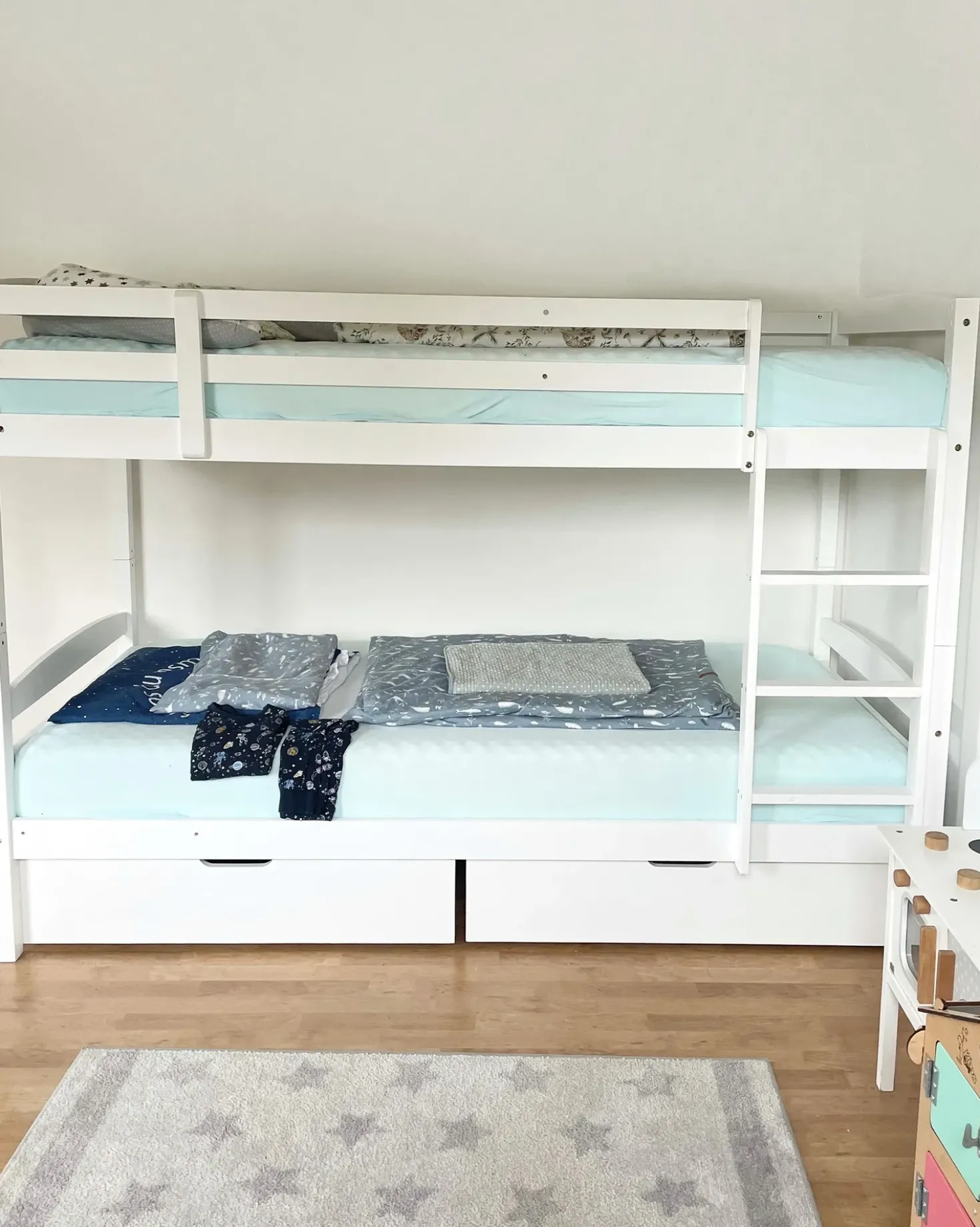 Letto a castello con cassetti Legno di pino REGAT 90 x 200 cm Bianco