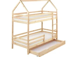 Letto a castello con cassetti Casa Legno di pino GIRGOLS 90 x 200 cm con contenitore Marrone chiaro