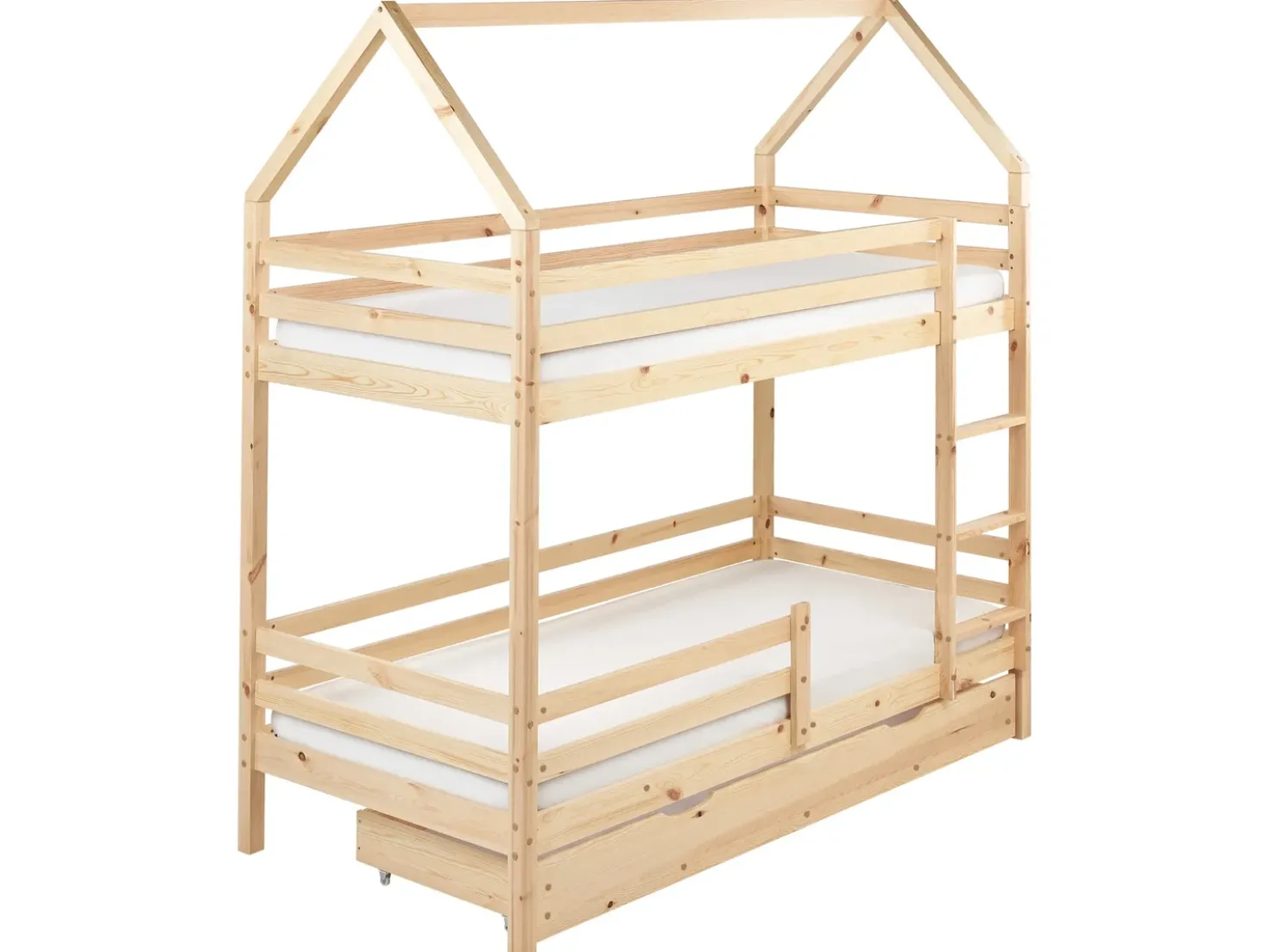 Letto a castello con cassetti Casa Legno di pino GIRGOLS 90 x 200 cm con contenitore Marrone chiaro