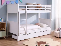 Letto a castello con cassetti Legno di pino ALBON 90 x 200 cm Bianco