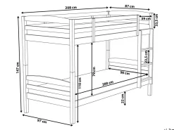 Letto a castello Legno di pino REGAT 90 x 200 cm Bianco