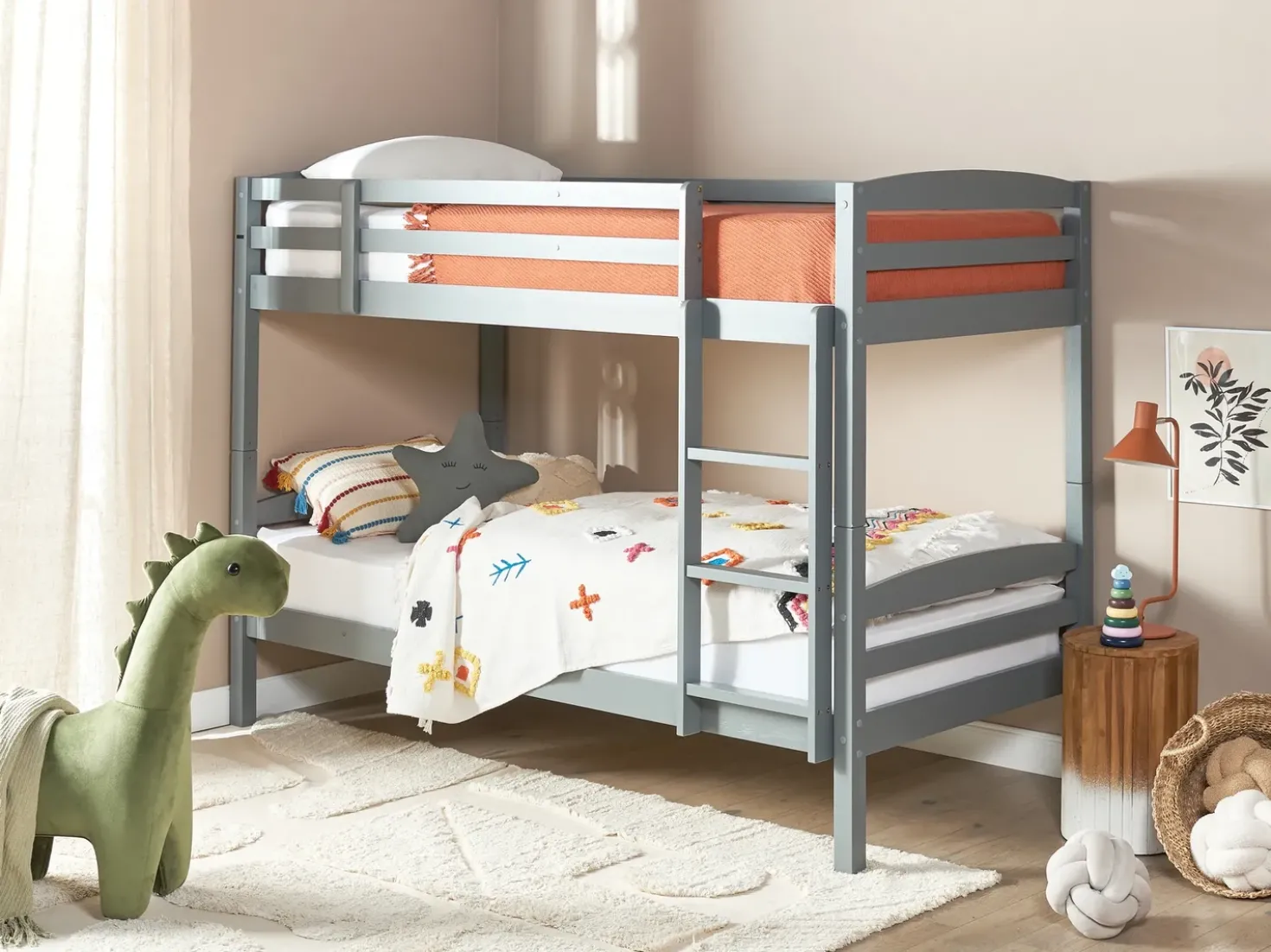 Letto a castello Legno di pino REGAT 90 x 200 cm Grigio