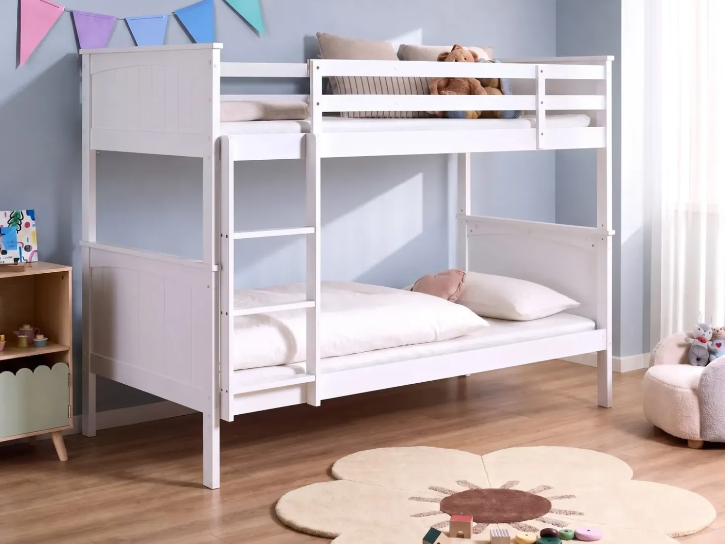 Letto a castello Legno di pino ALBON 90 x 200 cm Bianco