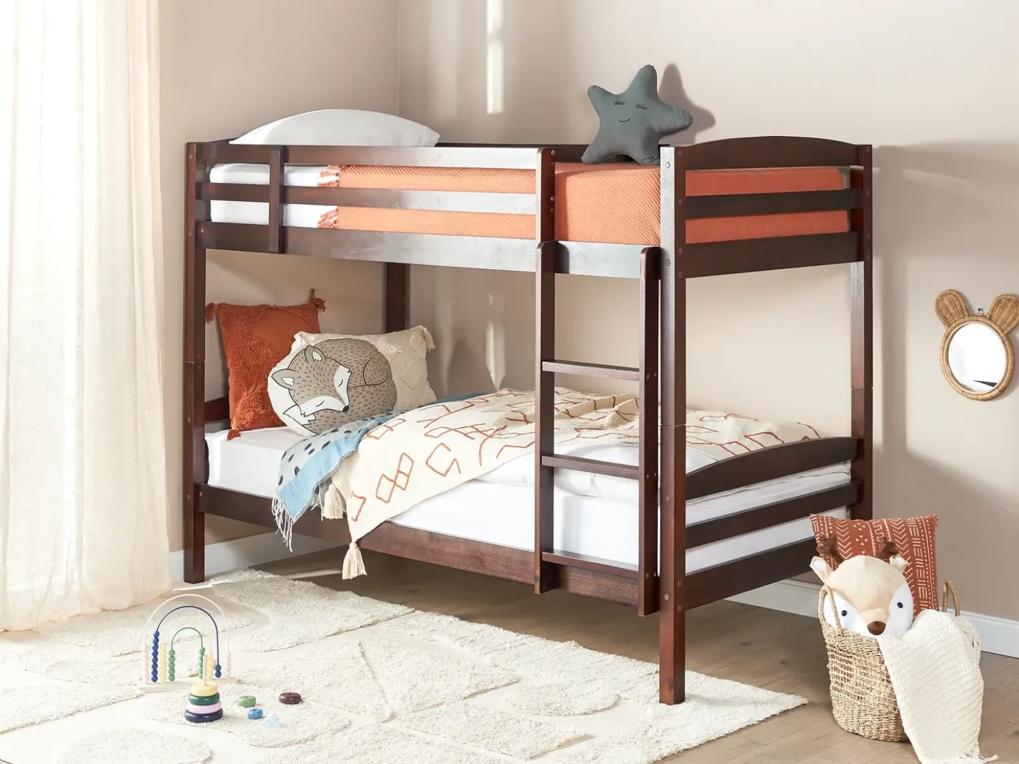 Letto a castello Legno di pino REGAT 90 x 200 cm Marrone scuro