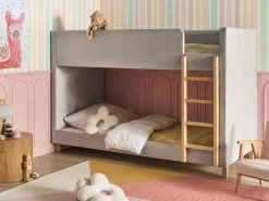 Letto a castello Velluto CHOCQUES 90 x 200 cm Grigio chiaro