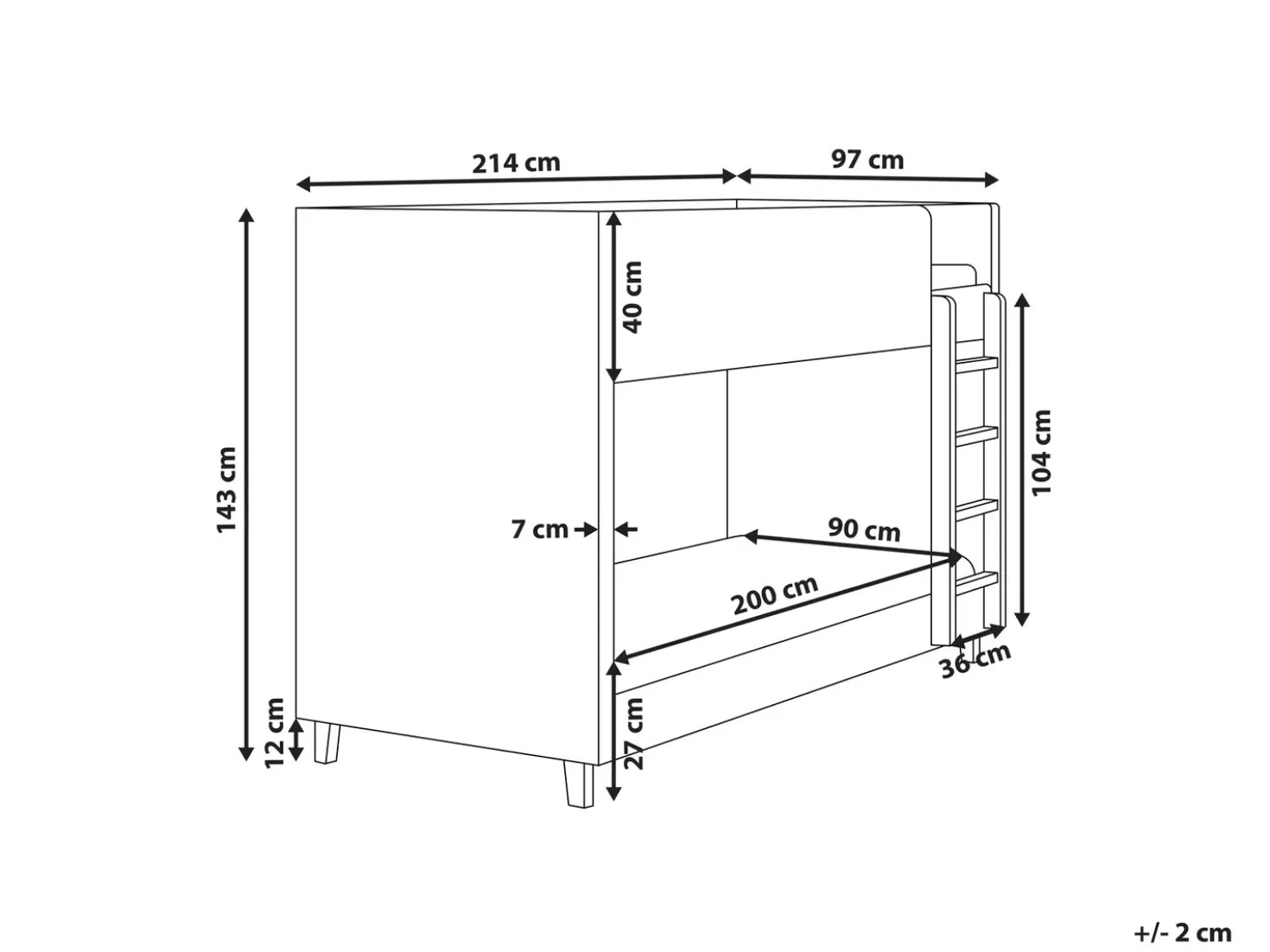 Letto a castello Velluto CHOCQUES 90 x 200 cm Beige chiaro
