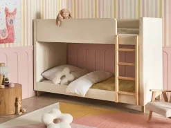 Letto a castello Velluto CHOCQUES 90 x 200 cm Beige chiaro