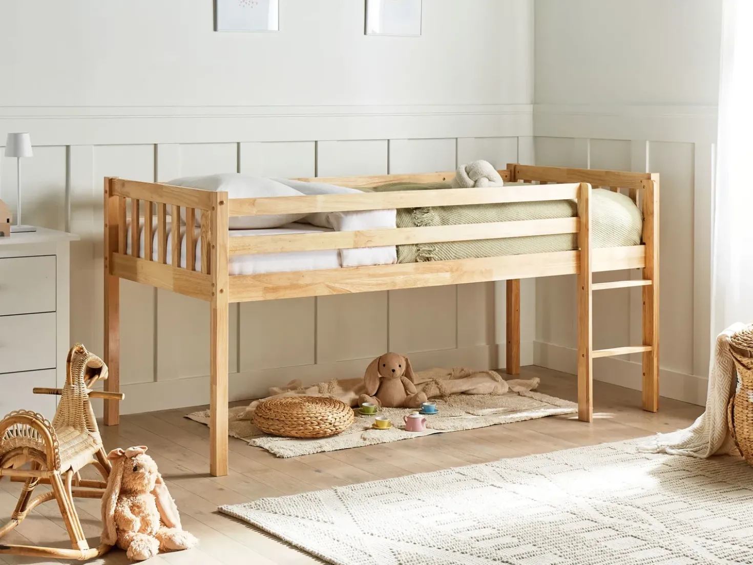 Letto a mezza altezza Legno PEIPIN 90 x 200 cm Marrone chiaro