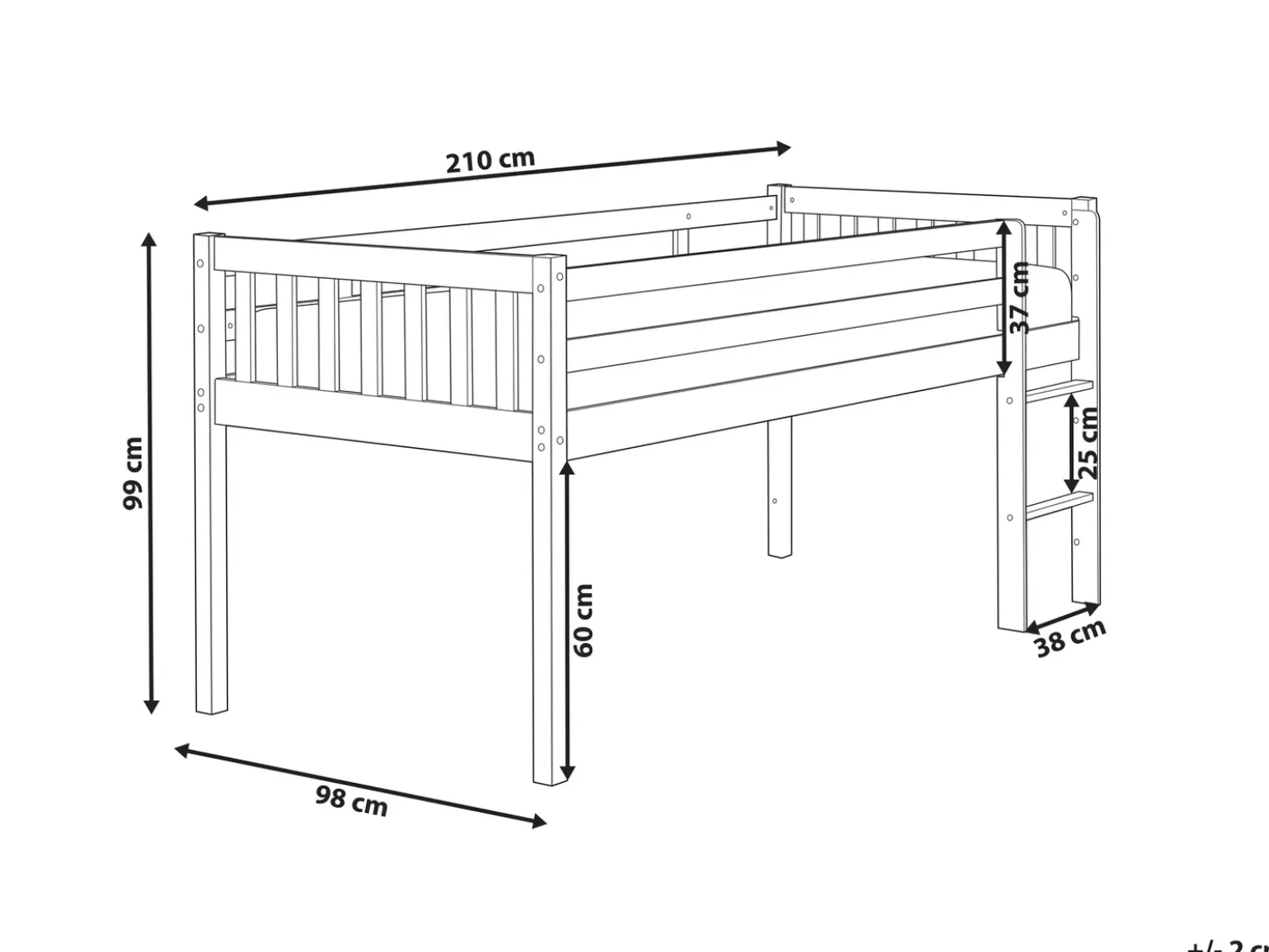 Letto a mezza altezza Legno PEIPIN 90 x 200 cm Marrone chiaro