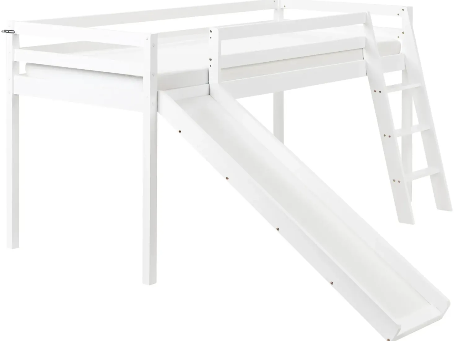 Letto a mezza altezza Legno di pino STAPLE 90 x 200 cm con Scivolo Bianco