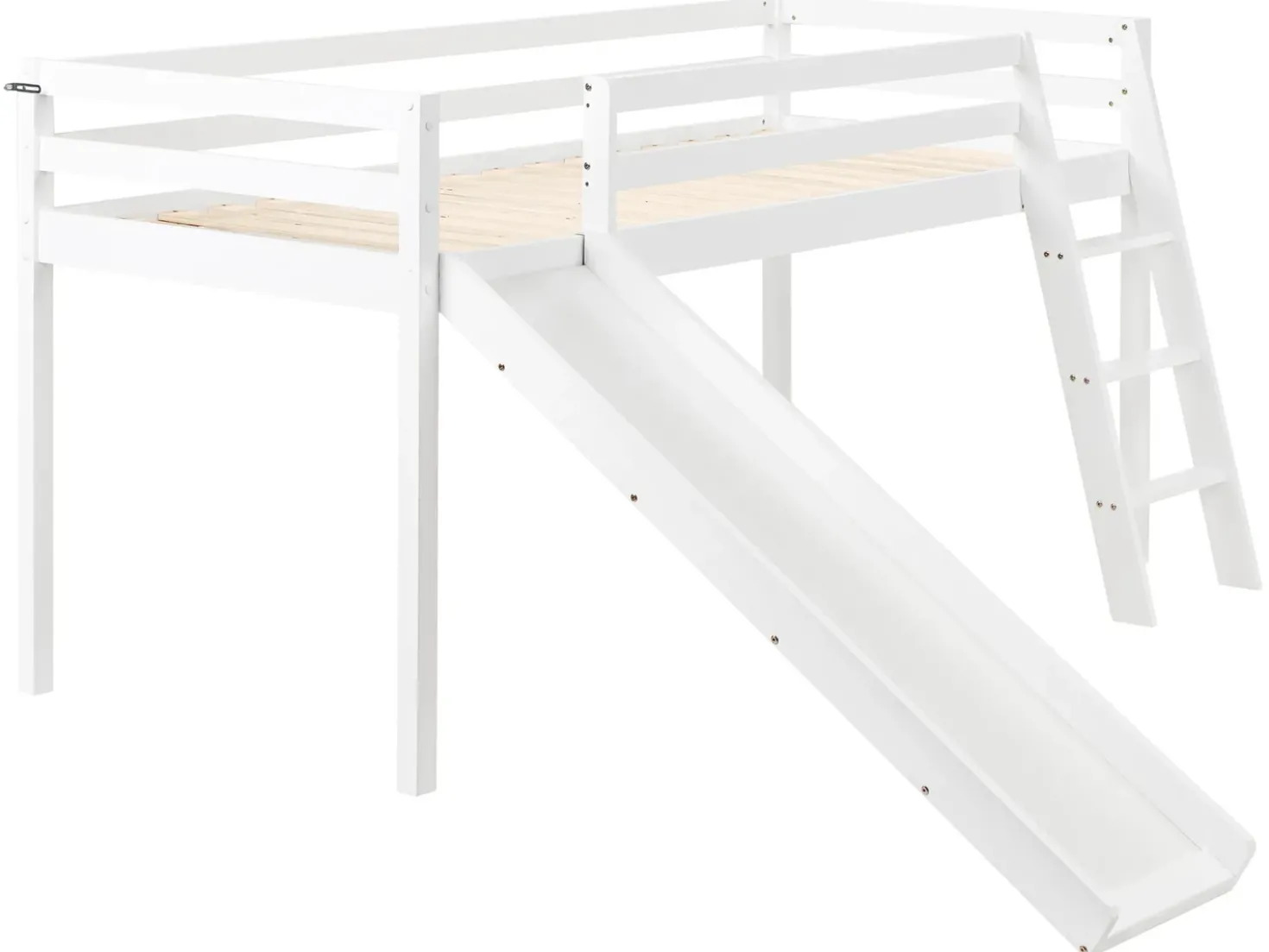 Letto a mezza altezza Legno di pino STAPLE 90 x 200 cm con Scivolo Bianco