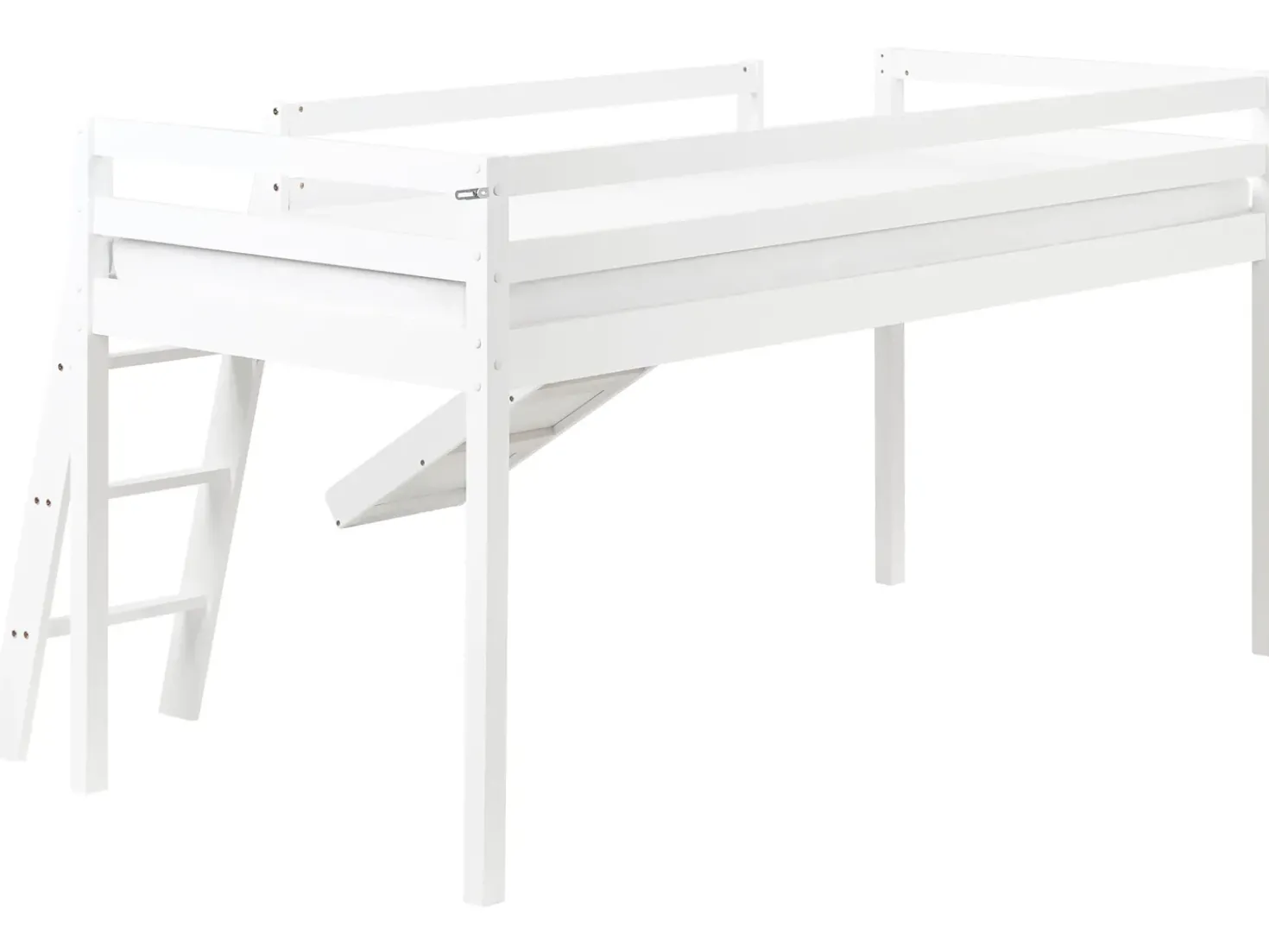 Letto a mezza altezza Legno di pino STAPLE 90 x 200 cm con Scivolo Bianco