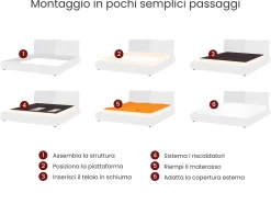 Letto ad acqua Bouclé VAUCLUSE 140 x 200 cm Tortora