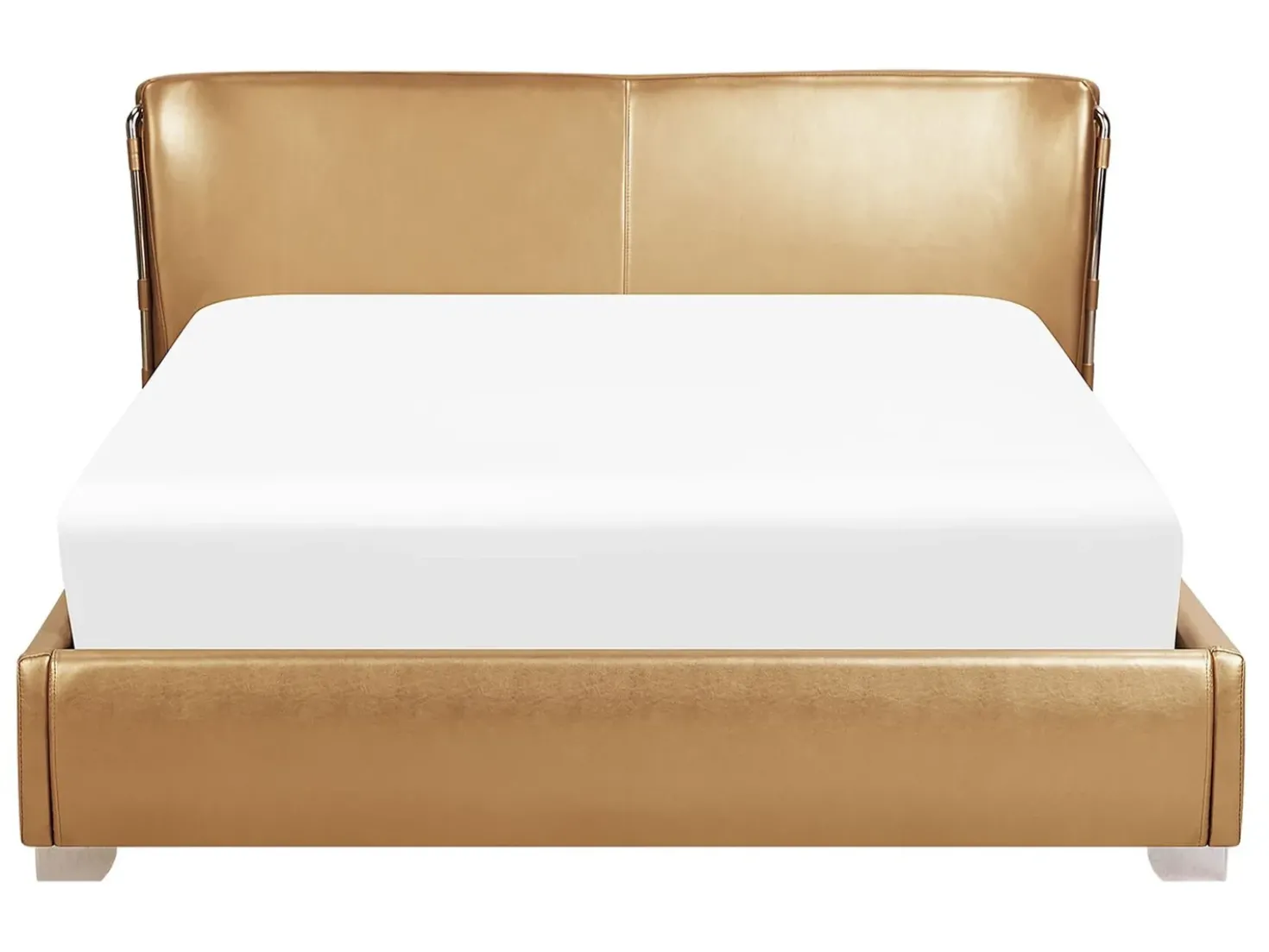 Letto ad acqua con LED Pelle naturale PARIS 140 x 200 cm Oro