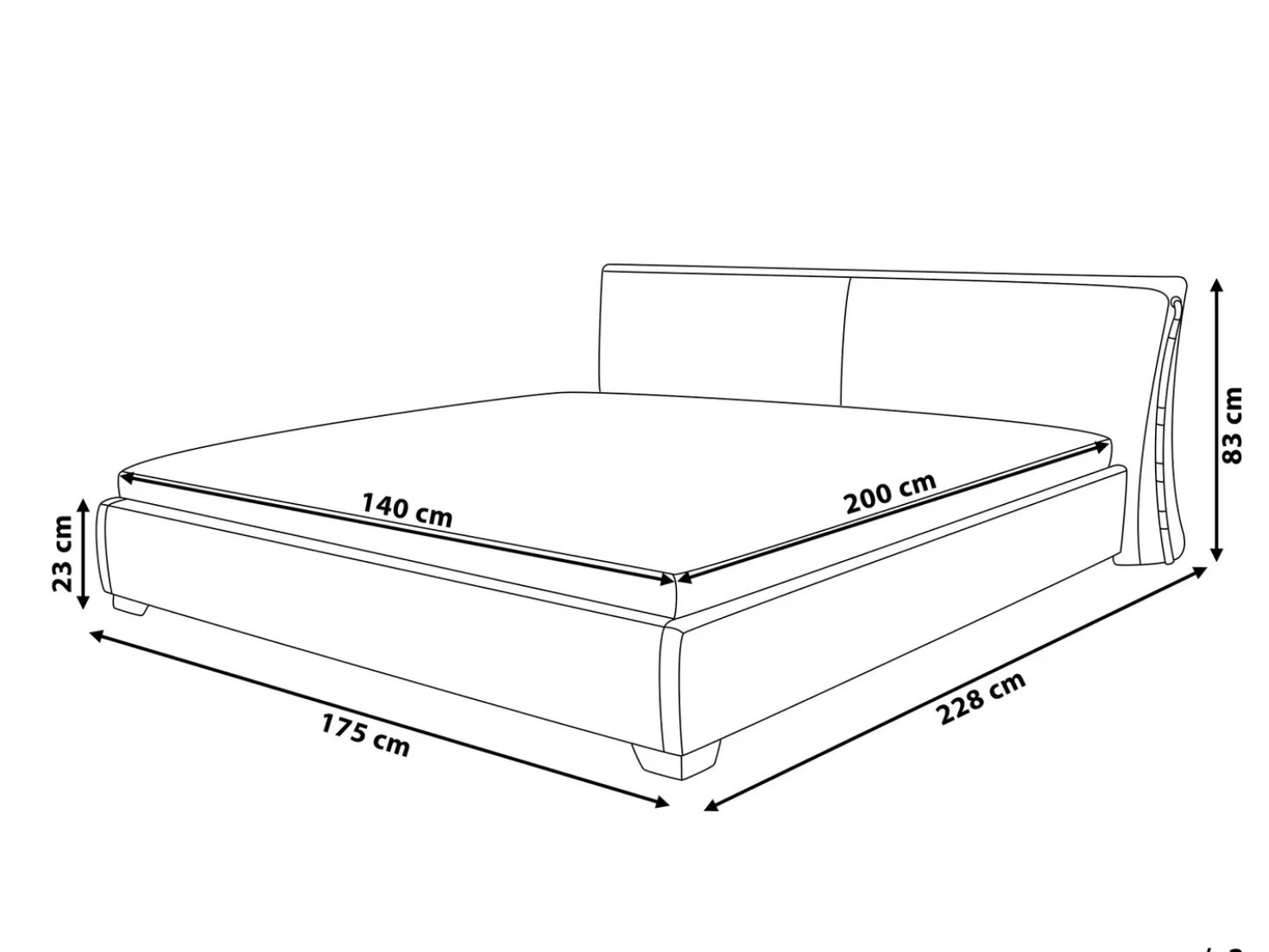 Letto ad acqua con LED Pelle naturale PARIS 140 x 200 cm Oro