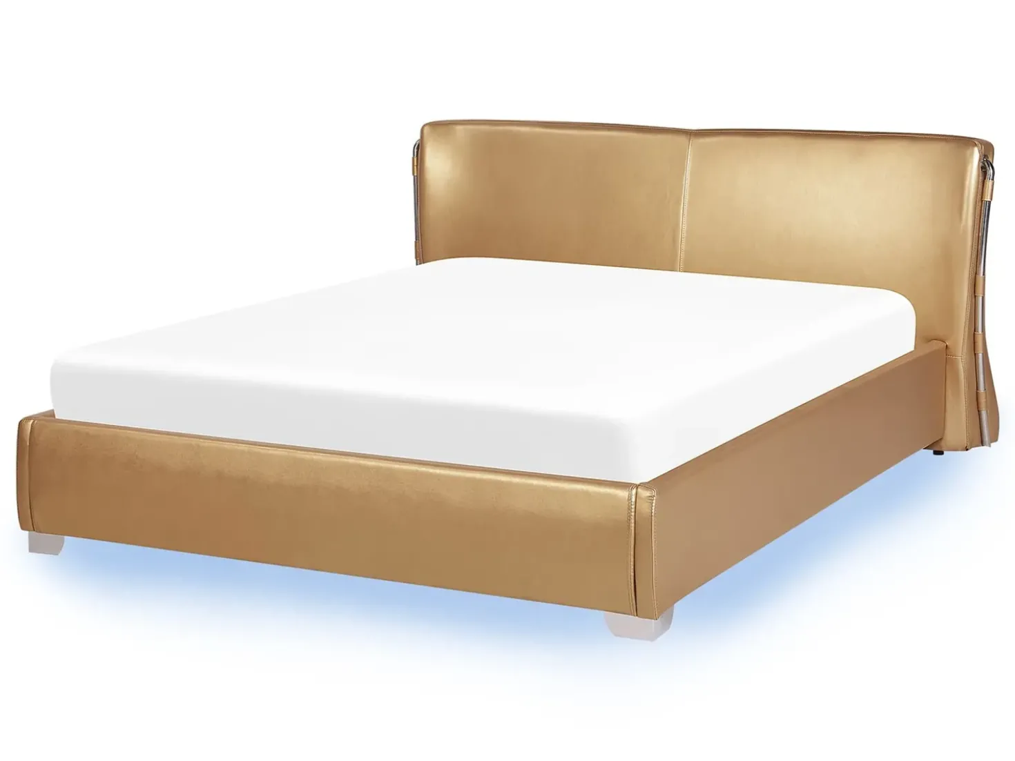 Letto ad acqua con LED Pelle naturale PARIS 140 x 200 cm Oro