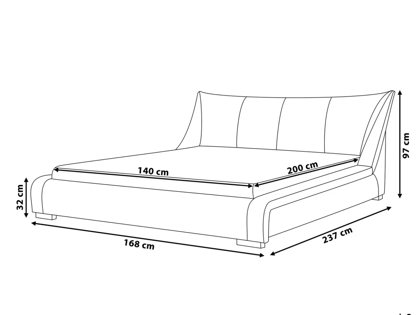 Letto ad acqua con LED Pelle naturale NANTES 140 x 200 cm Bianco sporco