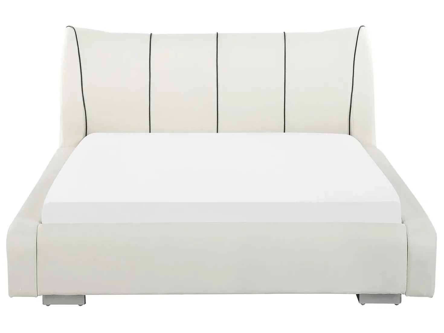 Letto ad acqua con LED Pelle naturale NANTES 140 x 200 cm Bianco sporco