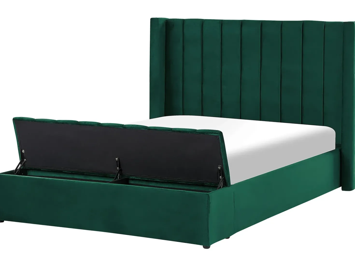Letto ad acqua con panca contenitore Velluto NOYERS 140 x 200 cm Verde