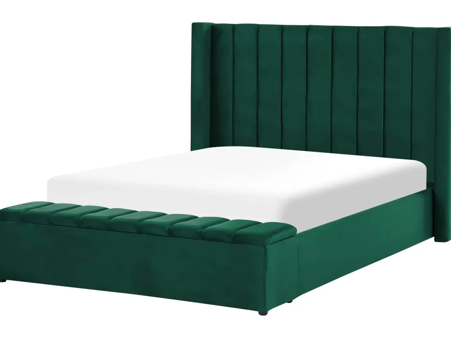 Letto ad acqua con panca contenitore Velluto NOYERS 140 x 200 cm Verde